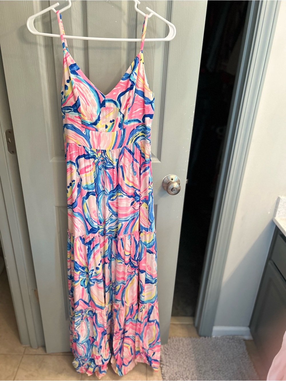Lilly Pulitzer Pink Blue Abstract Floral Dress